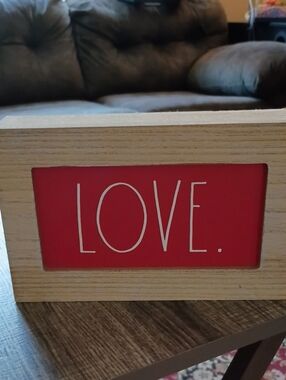 Love Framed Wood Sign - Red -